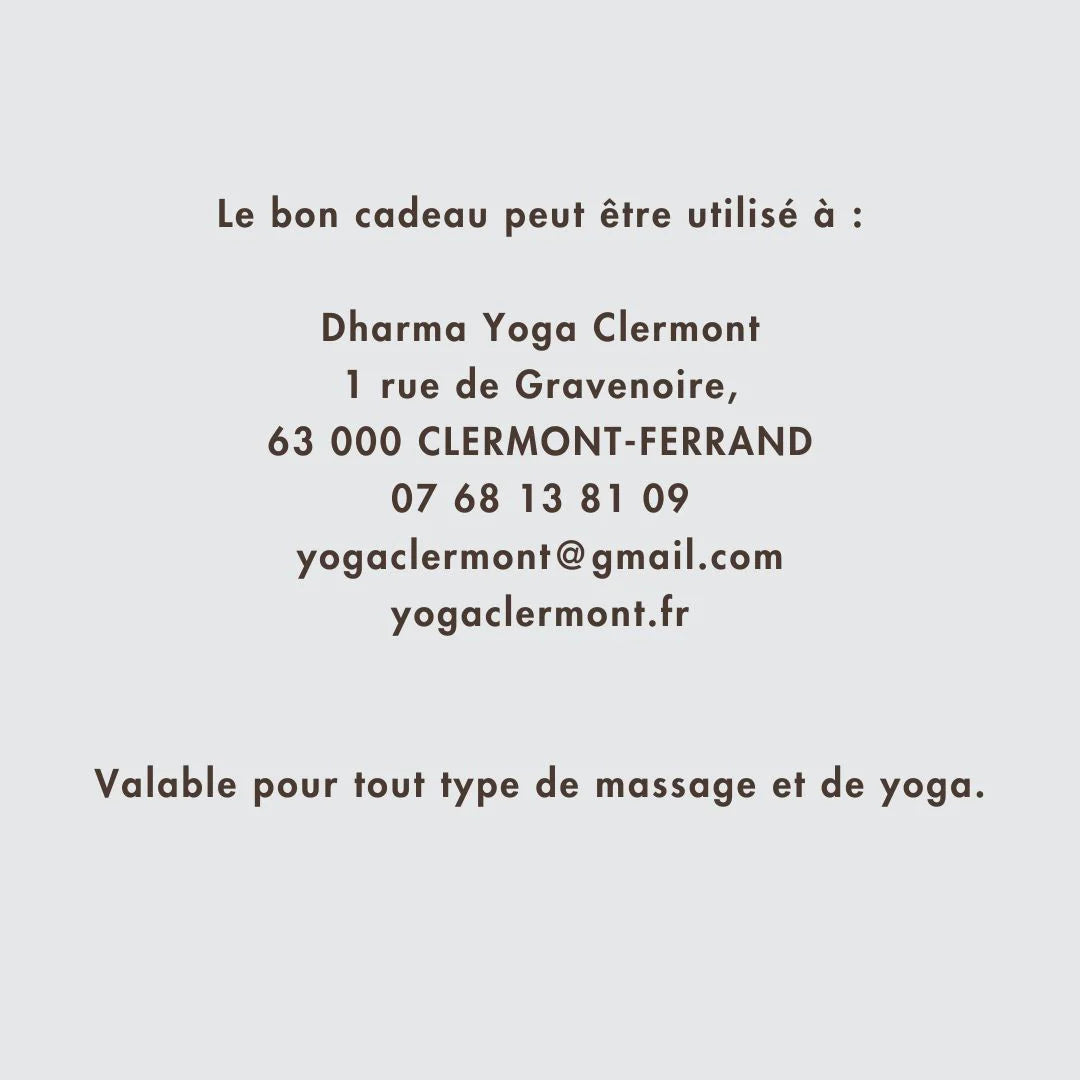 Carte-Cadeau Dharma Yoga Clermont - Yoga &amp; Massage