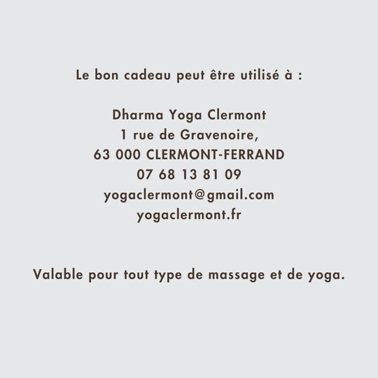 Carte-Cadeau Dharma Yoga Clermont - Yoga &amp; Massage